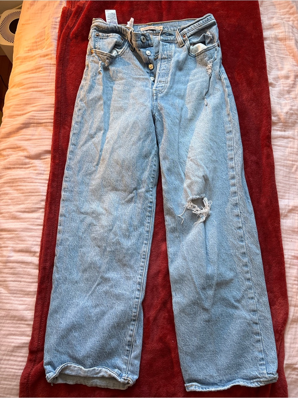 Levi Distressed Ribcage Straight Jeans